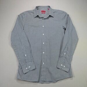 Hugo Boss Button Up Shirt Gingham Slim Fit Micro Check Black White Mens S
